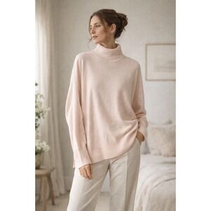 Croft & Barrow Womens XXL Pink Mock Neck Oversized Acrylic Knit Sweater Pullover